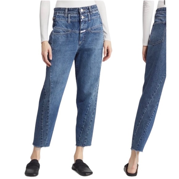 Closed Curved-X Double Button Raw Hem Tapered Jeans, organic cotton- size 26 - Picture 7 of 10